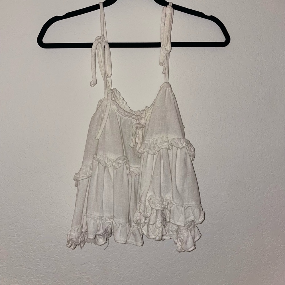 Ivory linen flowy top